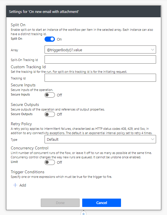 Template's working connector setting