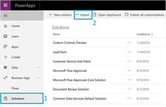 Importing a solution into a CDS environment