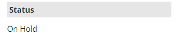 On Hold Status when viewing record