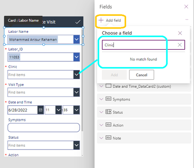 'Clinic' Field not appearing in the "Add Field" List because it has been added already to the form