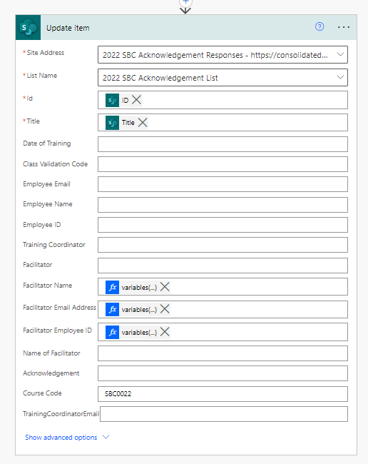 Update Item with split variable