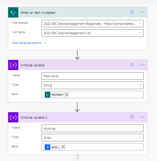 Initialize Variable steps