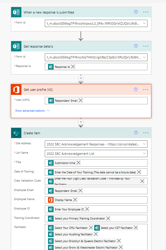 When new response submitted from MS From, Create new item in LIist