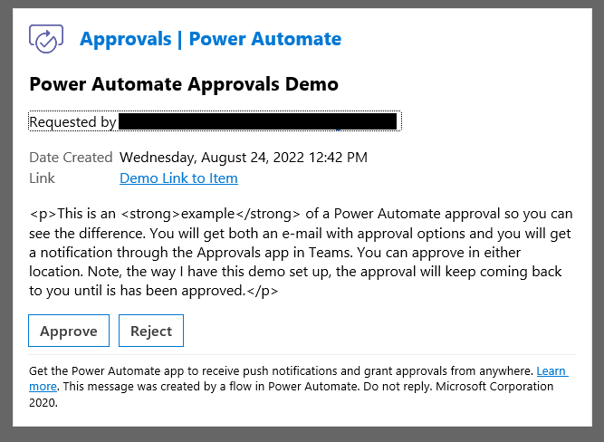 Power Automate approval