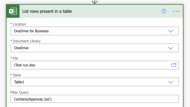 List and filtered all rows with "yes" from Approval