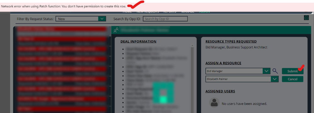 DV Permissions Issue - PATCH Lack Permissions to Create Row Blurred.png