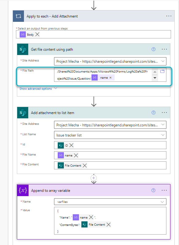 I mapped the path and chose Name from the Parse JSON step