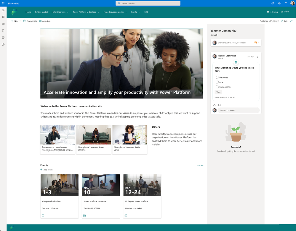 Power Platform Communication Site Template