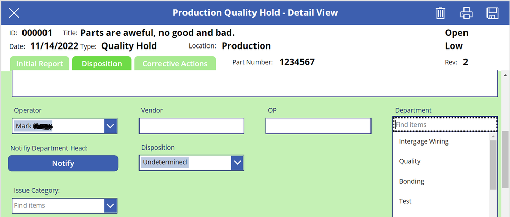 UI for the Engineer to Select Departments and Send Emails