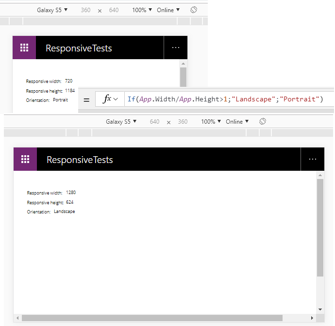 Orientation using responsive heigh-width