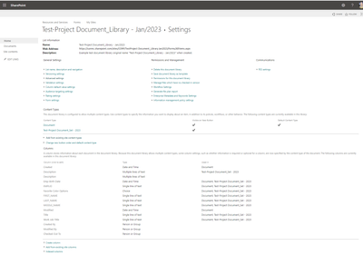 SharePoint Document Library Settings