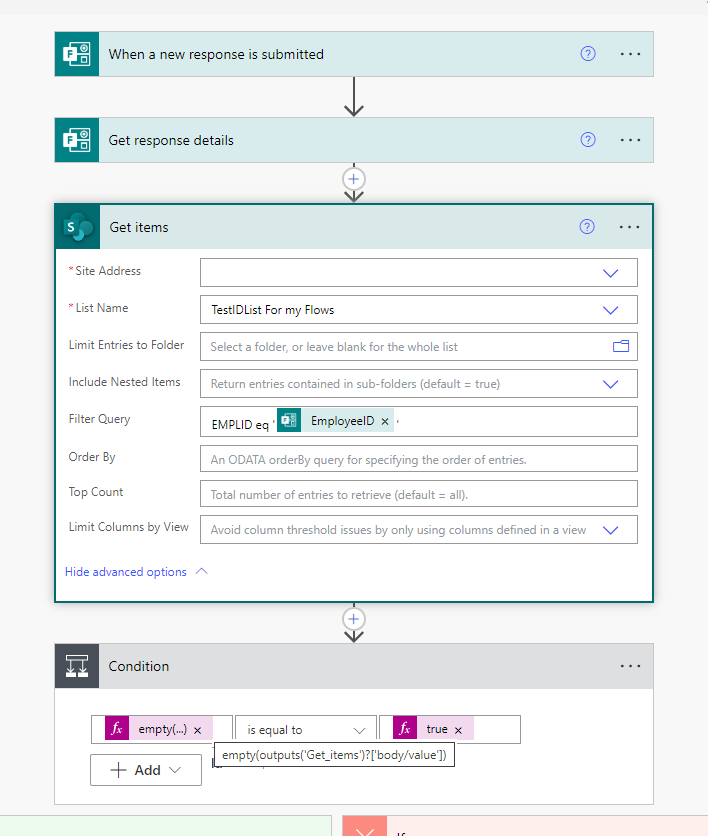 Filter SP Get Items Column by Response Value