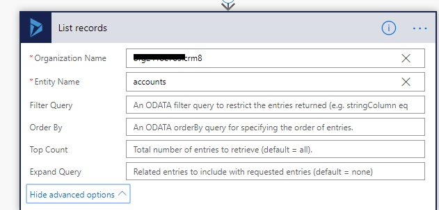 Dynamics 365 CE Action to retrieve Account records