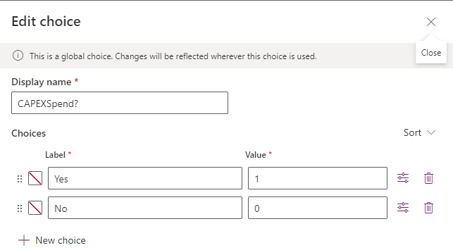 Choice with values