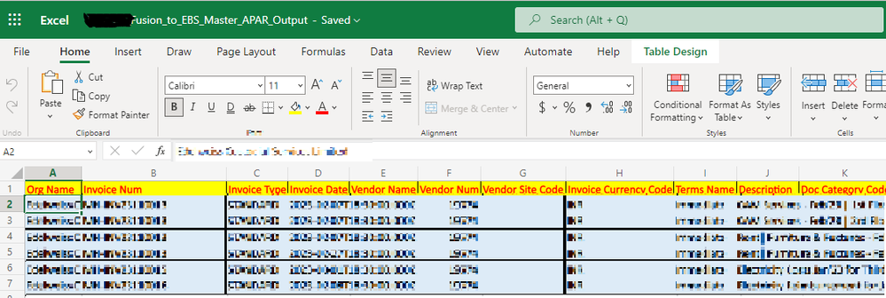 Output of Master File