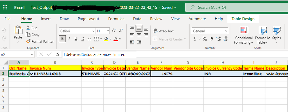 Output of Destination File