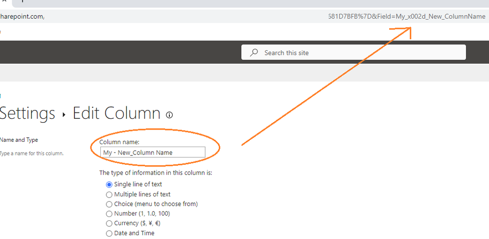 SharePoint Column Name