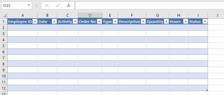 My Excel  Table