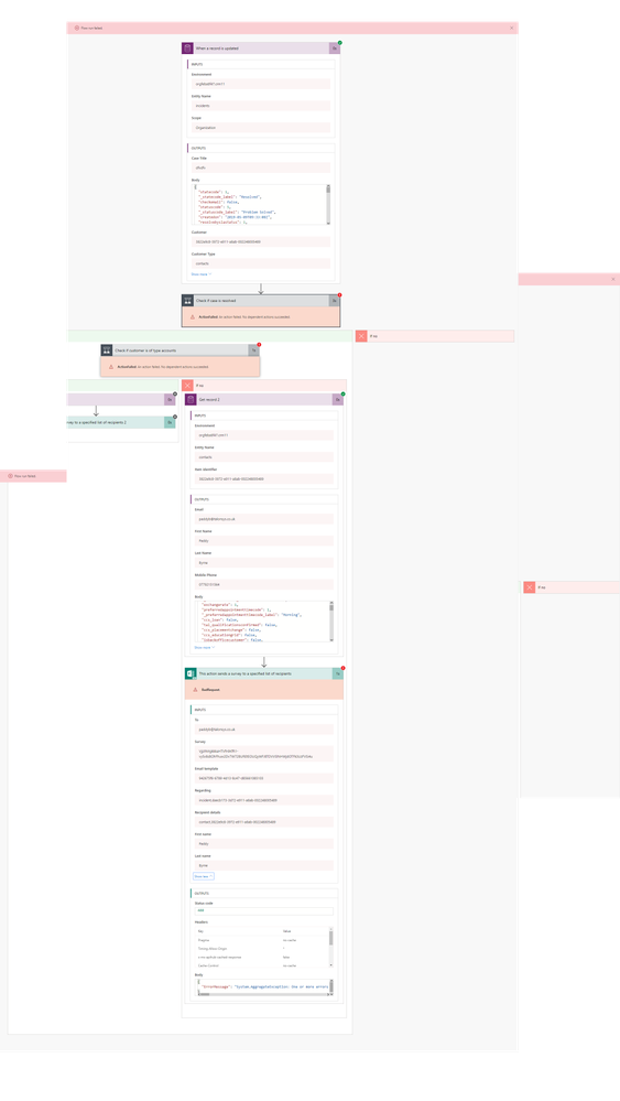 The error experienced when using the Flow template