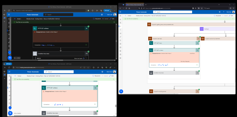 Clockwise from right - FireFox, Edge Dev, Edge