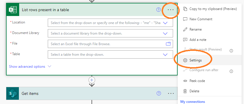 List Rows Settings