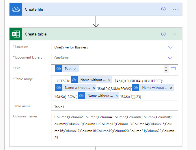 Create Table With Sheet Name