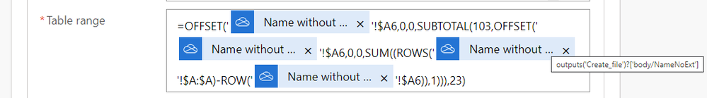 Table Range Formula