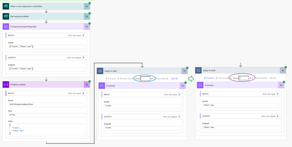 Example Results each training is a single Apply to Each item.