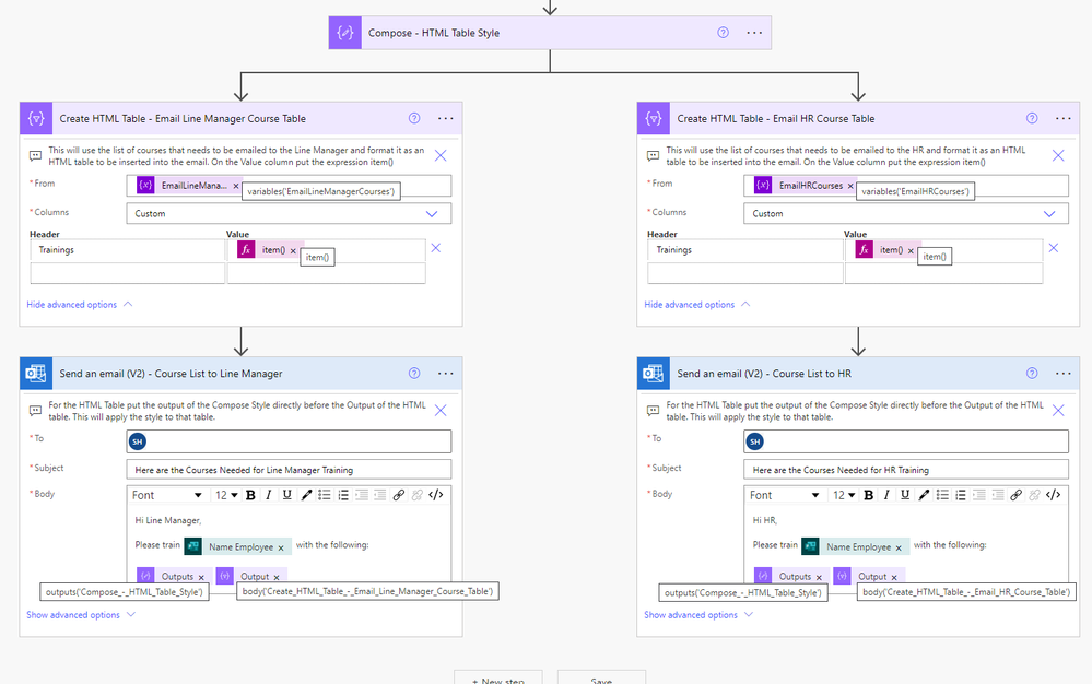 Flow Detail 5 - Create HTML Table and Email