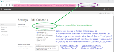 List Settings - Edit View Column "Customer Name"