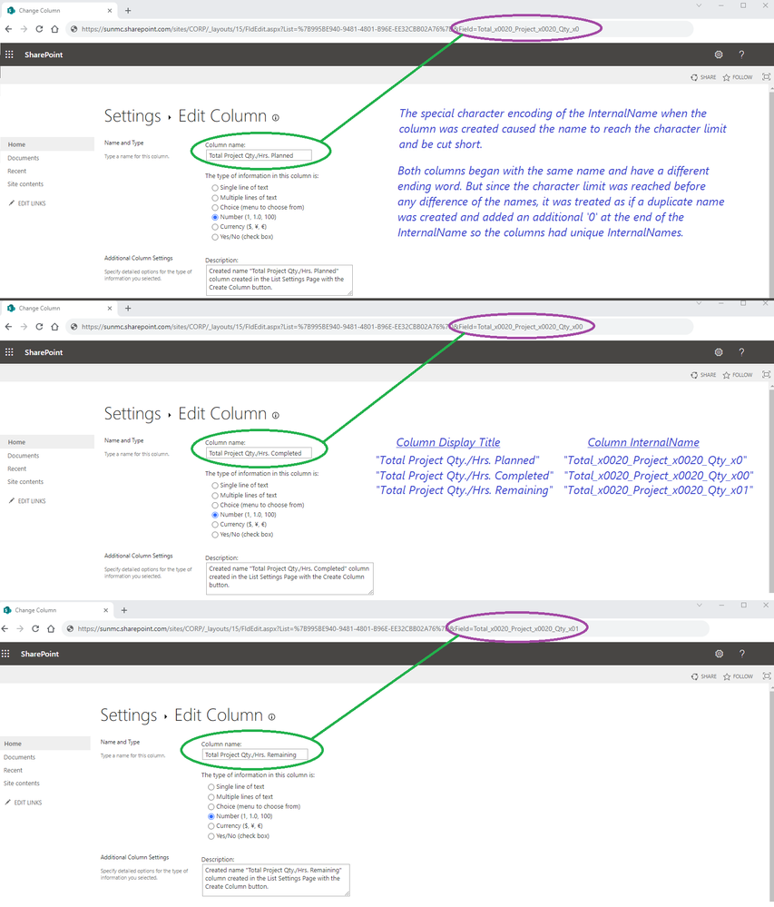 List Settings - Edit View "columns beginning with Total Project Qty./Hrs."