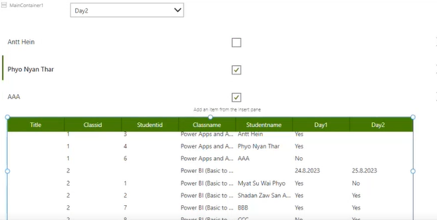 example select day1 from drop down gallary checkbox value have to save SP list Day1 colume