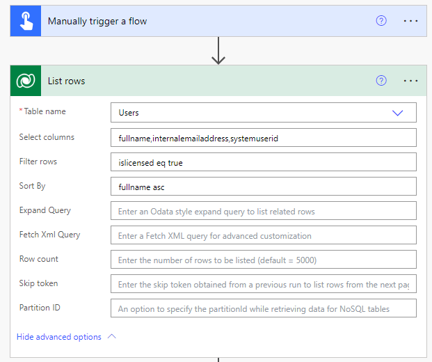 Dataverse List Rows