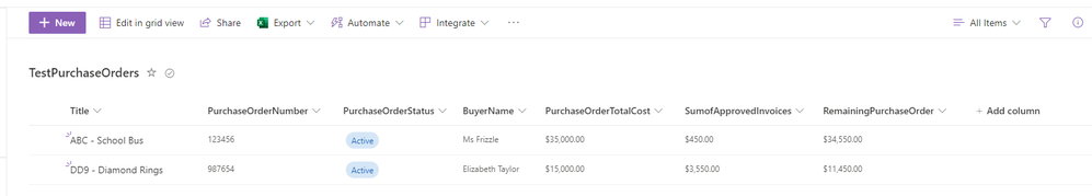 Purchase Order List after All Invoices Approved