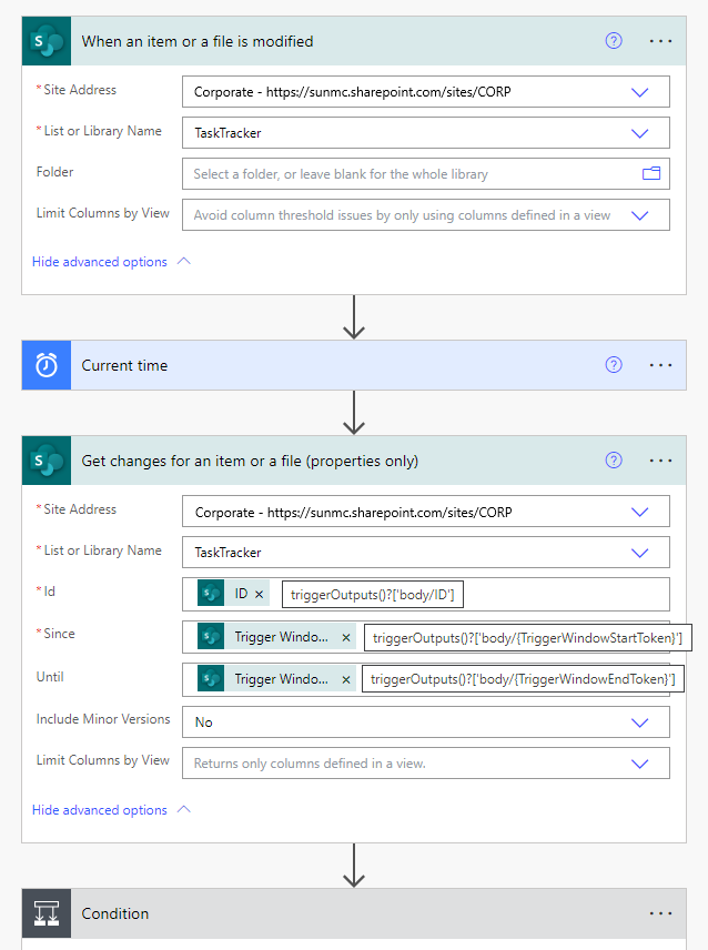 Flow Detail 1 - Trigger - Current Time - Get Changes For an Item or File