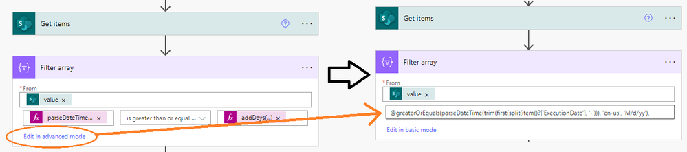 Advanced Mode - Edit Filter Array conditions