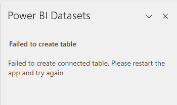 Excel Power Bi Insert Table Failing With A Request - Power Platform 