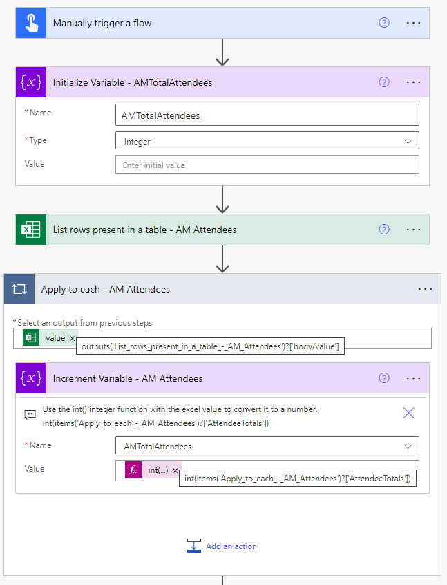 Part 1 - Increment Variable of AM Attendees