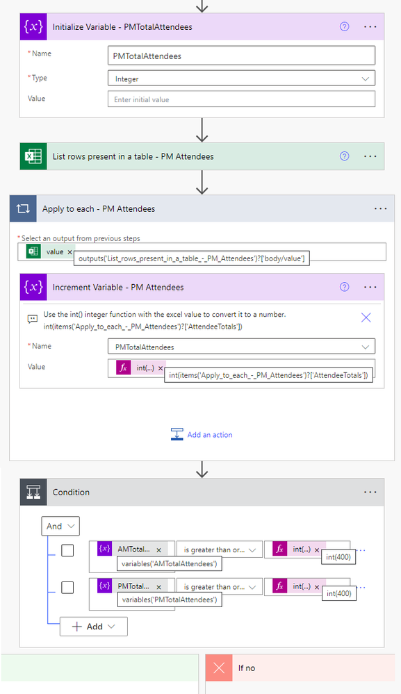 Part 2 - Increment Variable of PM Attendees and then use Condition