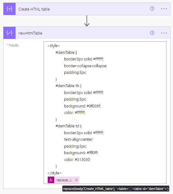 Style code and replace() function