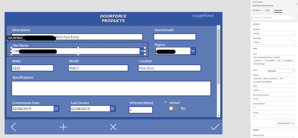 Dropdown control fomulas