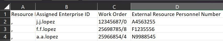 Excel File Work Order Column