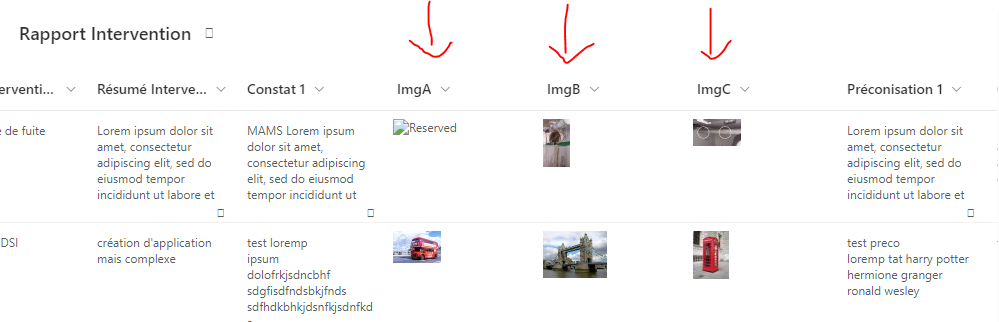 image sharepoint list item with image columns