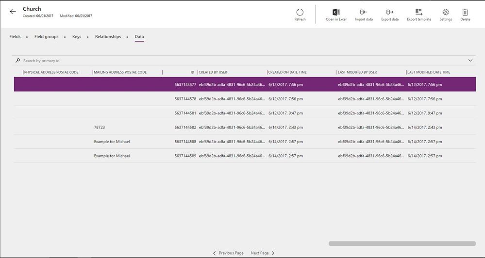 Church Data - Date/Time Created