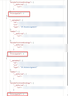 Output from second Screenshot flow - Grabbing the Principal ID's who have been shared file / folder