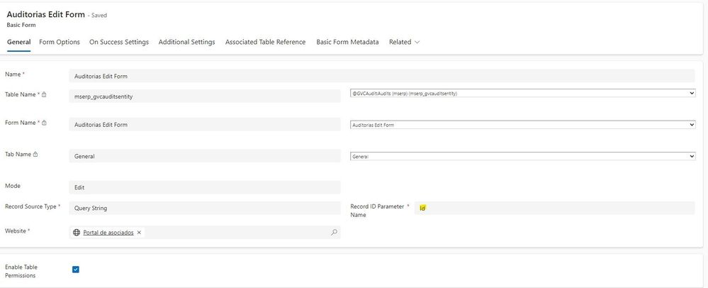 Edit form parameter  'Id'