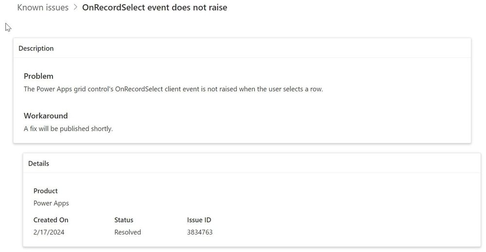2024_03_13_13_29_34_OnRecordSelect_event_does_not_raise_Power_Platform_admin_center_and_4_more_pag.jpg