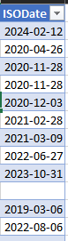 ISO date field in Excel worksheet