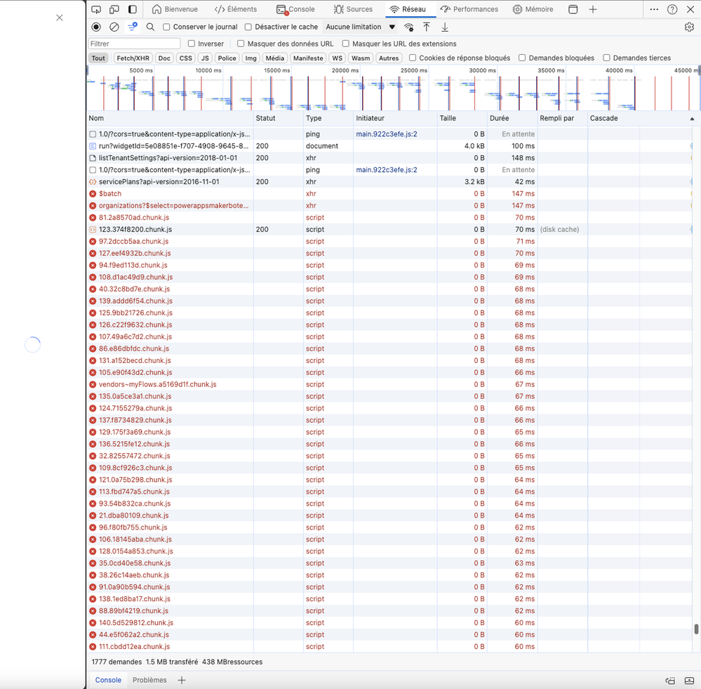 Repeated error messages + 100s MB of data