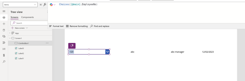 this screenshot is for showing the data in combobox